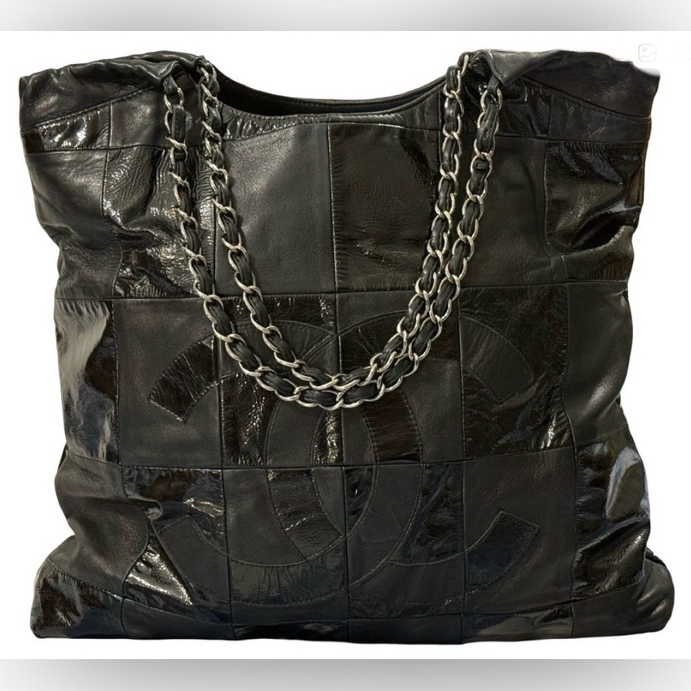 Chanel Brooklyn Cabas Tote Black Patchwork CC Chain Shoulder Bag